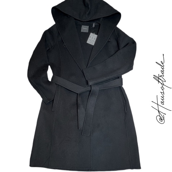 THEORY Black Wilrose Winsome Hooded Wrap Coat S - Picture 5 of 14